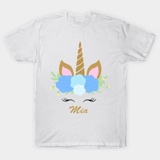 Unicorn Mia - Blue T-Shirt